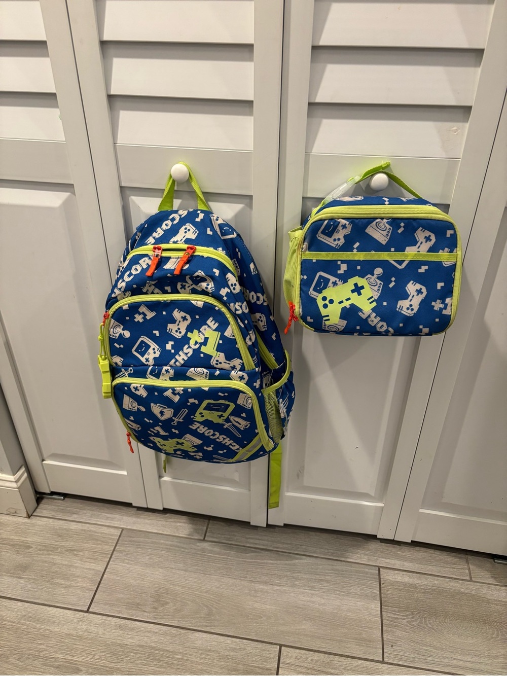 Kids Blue & Lime Gamer Backpack and Lunch Bag Set